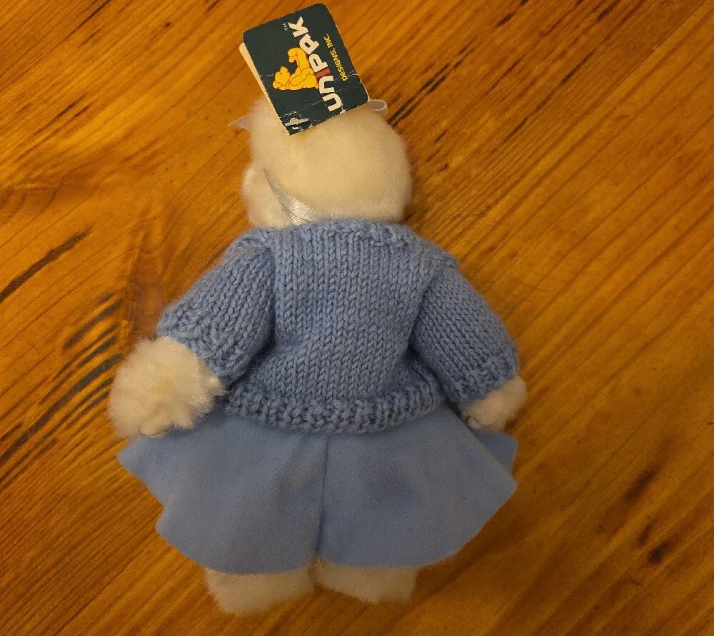 Blue Plush Bunny Doll with Knit Cardigan and Skirt - Unipak
